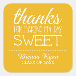 Adesivo Quadrado Obrigados para o Fazer My Day Sweet - Classe de 20