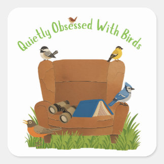 Adesivo Quadrado Obsedado silenciosamente com pássaros