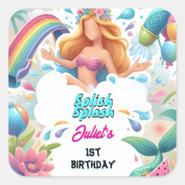 Adesivo Quadrado Obter primeiro aniversario da plataforma de abertu