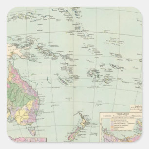 Adesivo Quadrado Oceanien - mapa do atlas de Oceania