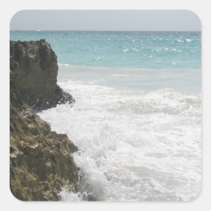 Adesivo Quadrado Oceano do azul de turquesa com Seascape espumoso