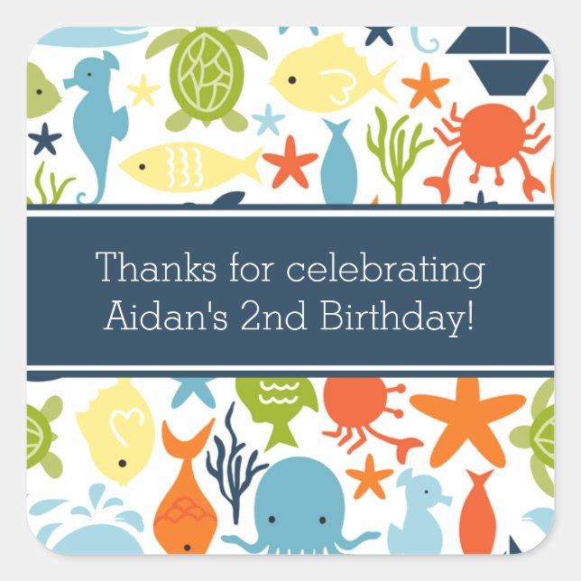 Adesivo Quadrado Oceanos Criaturas, Sob o Mar (Frente)