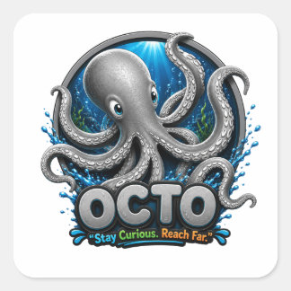 Adesivo Quadrado Octo Polvo – Continue Curioso. Alcançar Longe.
