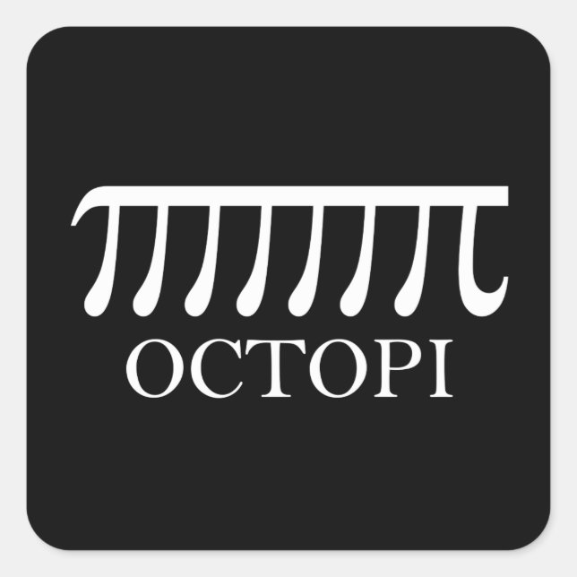 Adesivo Quadrado Octopi - Engraçado Pi Octopus Math (Frente)