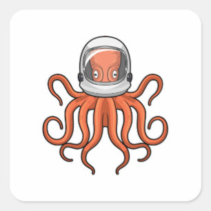 Adesivo Quadrado Octopus como astronauta