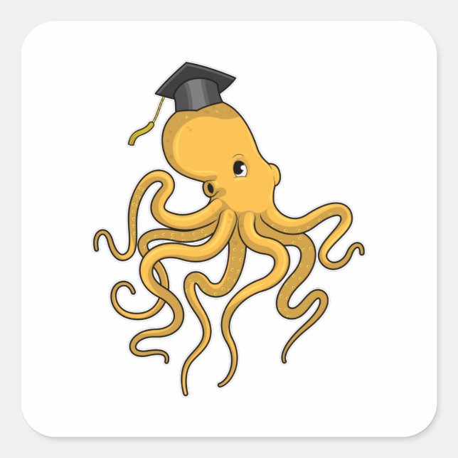 Adesivo Quadrado Octopus como estudante de Diploma (Frente)
