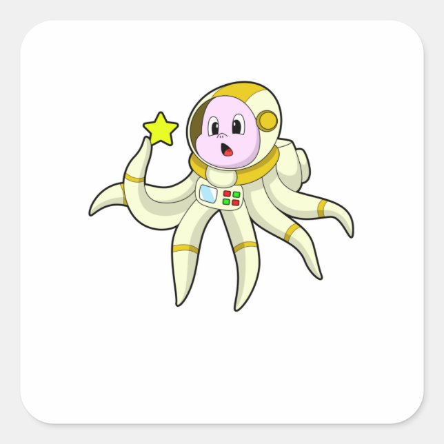 Adesivo Quadrado Octopus como mergulhador com estrela (Frente)
