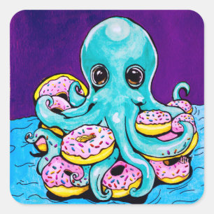 Adesivo Quadrado Octopus e Rosquinha Stickers