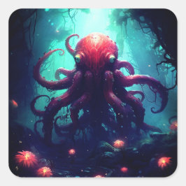 Adesivo Quadrado Octopus Mítico Náutico Sob Criaturas Marítimas