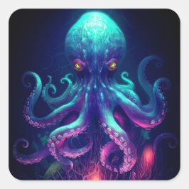 Adesivo Quadrado Octopus Mítico Náutico Sob Criaturas Marítimas
