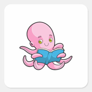 Adesivo Quadrado Octopus na leitura de um livro