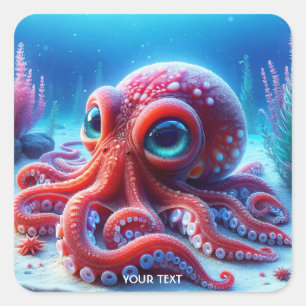 Adesivo Quadrado Octopus Vermelho do Mar Cinto Fantasy