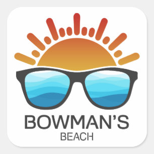 Adesivo Quadrado Óculos de Sol Bowman's Beach Florida