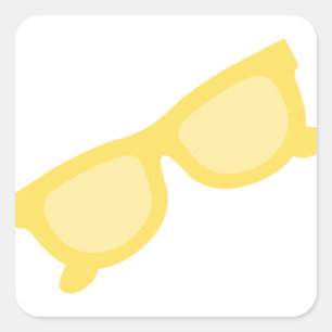 Adesivo Quadrado Óculos de sol de verão óculos de hipster amarelo