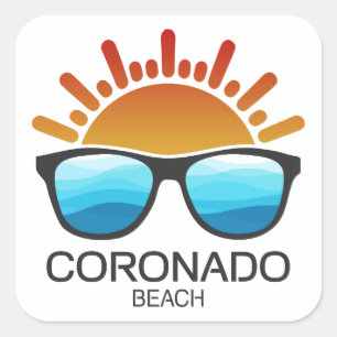 Adesivo Quadrado Óculos de Sol Praia Coronado Califórnia