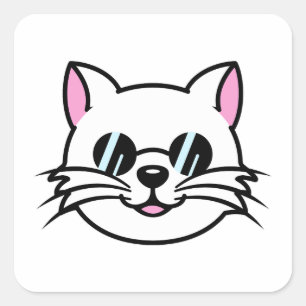 Adesivo Quadrado Óculos Pretos Vestidos de Gatos Brancos / Óculos e