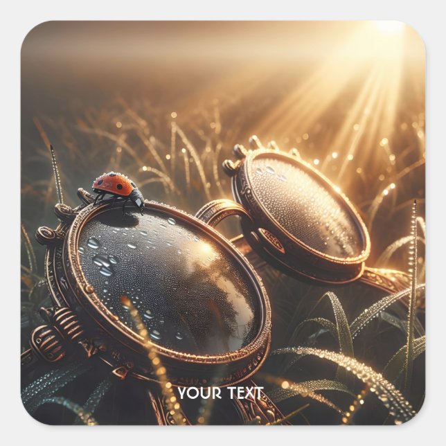 Adesivo Quadrado Óculos redondos Fantasy Cute Steampunk (Frente)