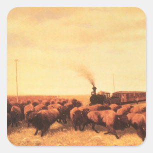 Adesivo Quadrado Oeste Americano Vintage, Parado pelo Trotter de NH