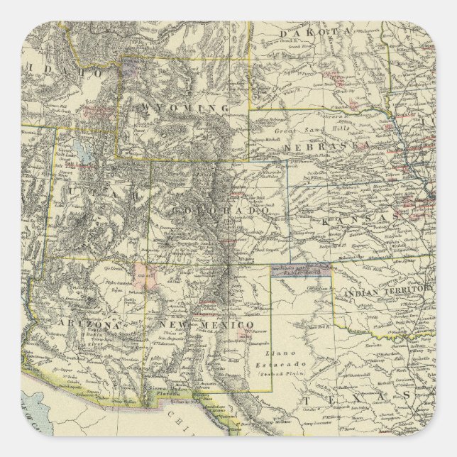 Adesivo Quadrado Oeste dos EUA (Frente)