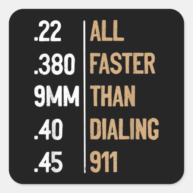 Adesivo Quadrado Oferta De Amantes De Arma De 911 Gun Mais Rápida D (Frente)