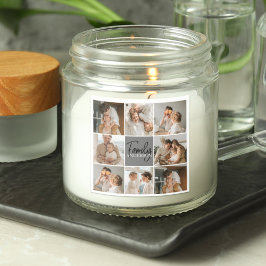 Adesivo Quadrado Oferta de Foto de Colagem da Família e Cinza Perso