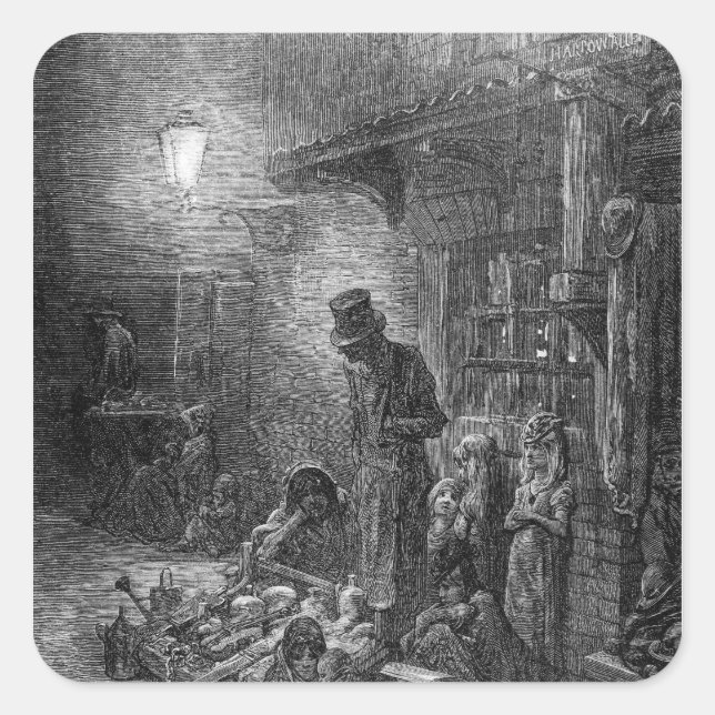 Adesivo Quadrado Off Billingsgate, vista do Beco Harrow (Frente)