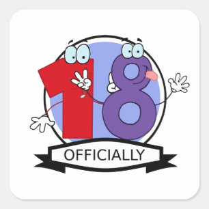 Adesivo Quadrado Oficialmente bandeira de 18 aniversários