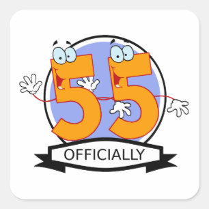Adesivo Quadrado Oficialmente bandeira de 55 aniversários