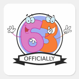 Adesivo Quadrado Oficialmente bandeira de 63 aniversários