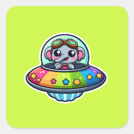 Adesivo Quadrado OFO Rainbow Elephant
