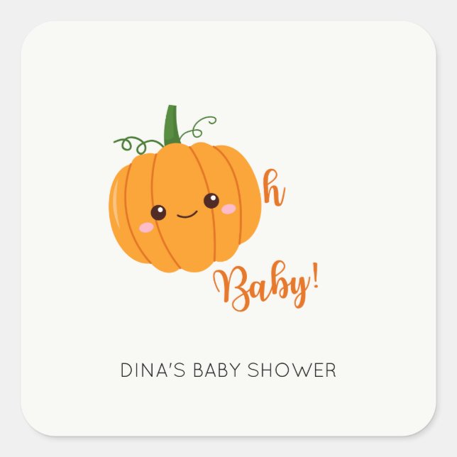 Adesivo Quadrado Oh Baby Pumpkin Fall Chá Nome Personalizado Napkin (Frente)