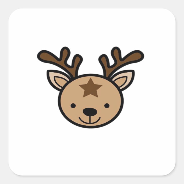 Adesivo Quadrado Oh Cute Deer Minimal Design  (Frente)