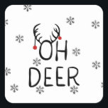 Adesivo Quadrado Oh, Deer!<br><div class="desc">deer christmas reindeer antlers, 
dear wild wildlife wonderful, 
letter happy doodle animal , 
cute merry art type, 
phrase word oh drawn , 
xmas drawing quote winter, 
typography lettering holiday illustration , 
reindeer deer christmas antlers, </div>