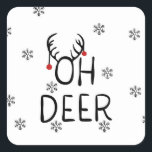 Adesivo Quadrado Oh, Deer!<br><div class="desc">deer christmas reindeer antlers, 
dear wild wildlife wonderful, 
letter happy doodle animal , 
cute merry art type, 
phrase word oh drawn , 
xmas drawing quote winter, 
typography lettering holiday illustration , 
reindeer deer christmas antlers, </div>