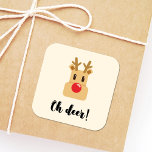 Adesivo Quadrado Oh Deer Christmas<br><div class="desc">Oh Deer,  uma simples e engraçada design de Natal.</div>