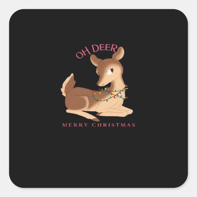 Adesivo Quadrado Oh Deer Christmas Modern Design  (Frente)