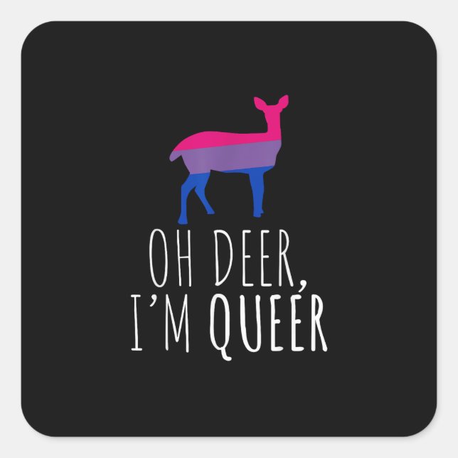 Adesivo Quadrado Oh Deer Queer Bisexual Pride Gay Lesbian Design  (Frente)