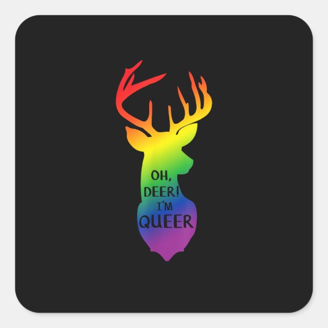 Adesivo Quadrado Oh Deer Queer Pride Celebration Funny LGBT Gift  (Frente)