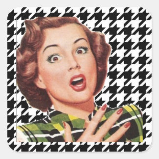 Adesivo Quadrado "OH, MEU!" Anos 50 Houndstooth Stickers