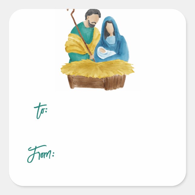 Adesivo Quadrado Oh Santa Noite Pau de Presente (Frente)