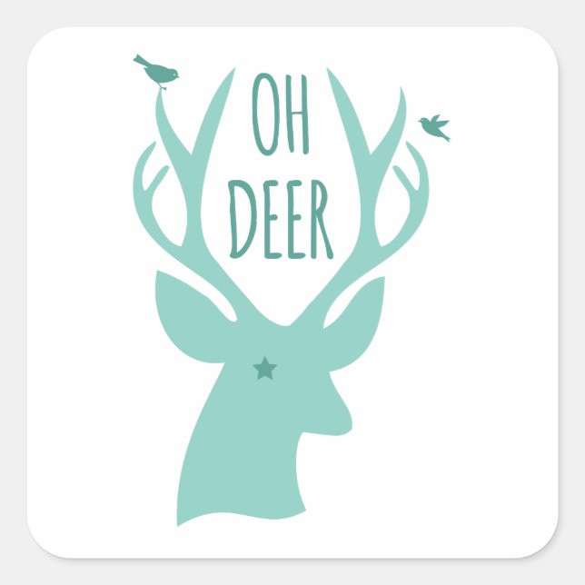 Adesivo Quadrado Oh veado, teal (Frente)