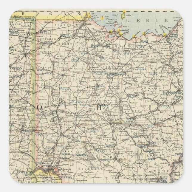 Adesivo Quadrado Ohio, Indiana, Kentucky, Virgínia Ocidental (Frente)