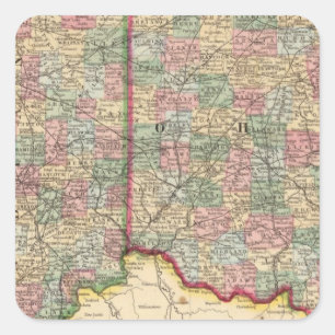 Adesivo Quadrado Ohio, Mapa de Indiana por Mitchell