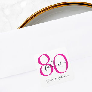 Adesivo Quadrado Oitenta e Moderno e Fabuloso Aniversário de 80 ano