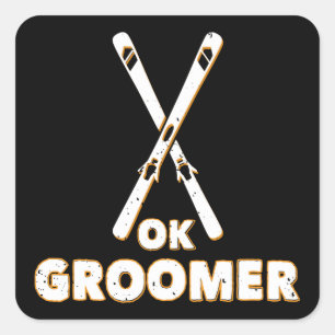 Adesivo Quadrado Ok, Groomer Skis