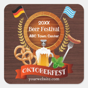 Adesivo Quadrado Oktoberfest Beer Barrel