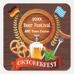 Adesivo Quadrado Oktoberfest Beer Barrel