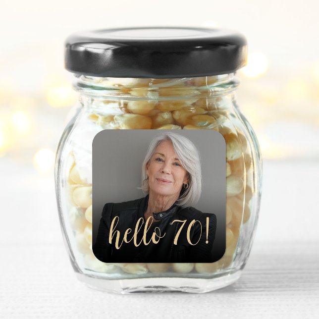 Adesivo Quadrado Olá, 70 Festas de aniversário. (Criador carregado)