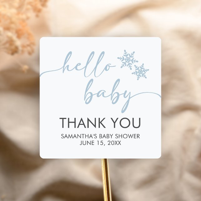 Adesivo Quadrado Olá Chá de Bebê (Winter Baby Shower Sticker)