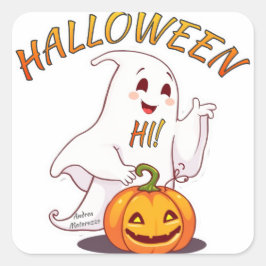 Adesivo Quadrado Olá! Dia das Bruxas